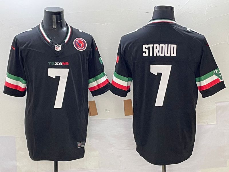 Men Houston Texans #7 Stroud Black Three generations 2025 Nike Limited NFL Jersey style 2